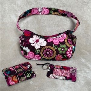 Vera Bradley Shoulder Bag, Wallet, ID Holder Set